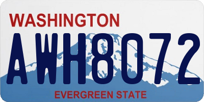 WA license plate AWH8072