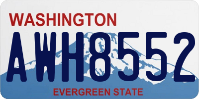 WA license plate AWH8552