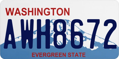 WA license plate AWH8672