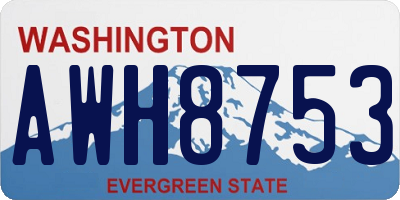 WA license plate AWH8753