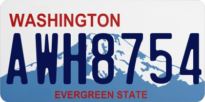 WA license plate AWH8754