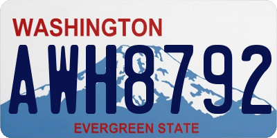 WA license plate AWH8792