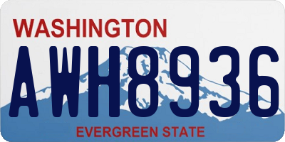 WA license plate AWH8936