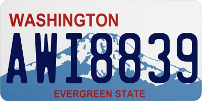 WA license plate AWI8839