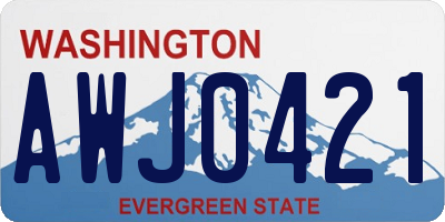 WA license plate AWJ0421