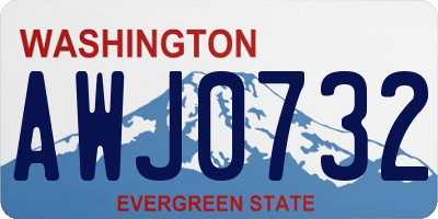 WA license plate AWJ0732