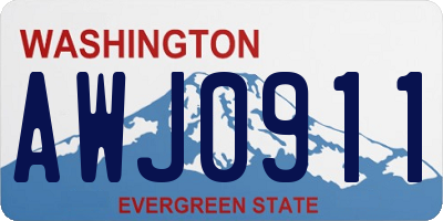 WA license plate AWJ0911