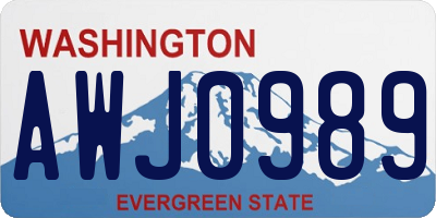 WA license plate AWJ0989