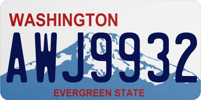 WA license plate AWJ9932