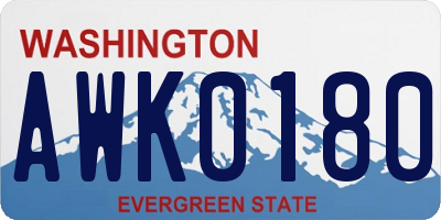 WA license plate AWK0180