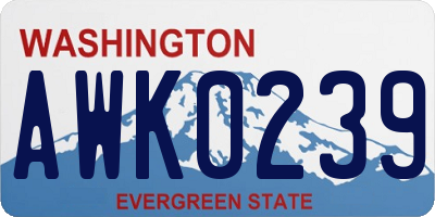 WA license plate AWK0239