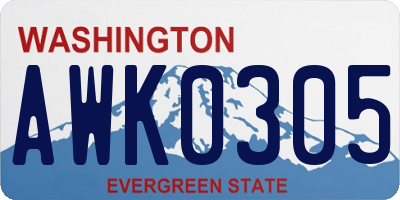 WA license plate AWK0305