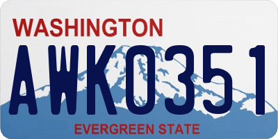 WA license plate AWK0351