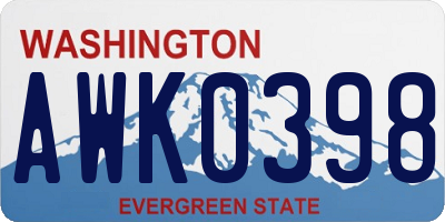 WA license plate AWK0398