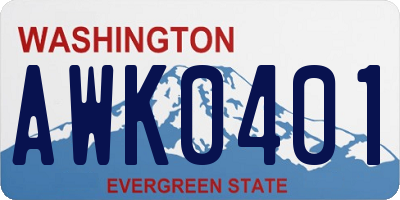 WA license plate AWK0401
