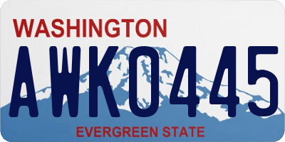WA license plate AWK0445