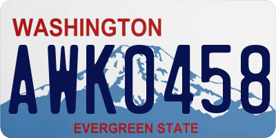 WA license plate AWK0458