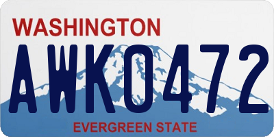 WA license plate AWK0472