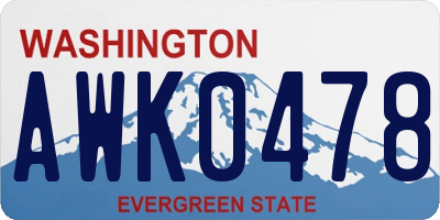 WA license plate AWK0478
