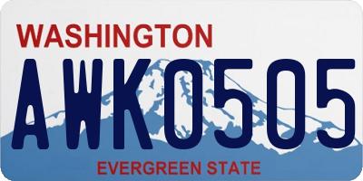 WA license plate AWK0505