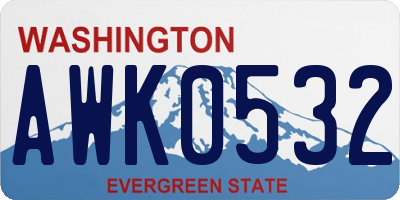 WA license plate AWK0532