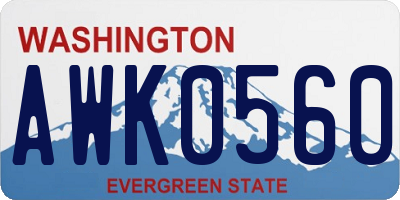 WA license plate AWK0560