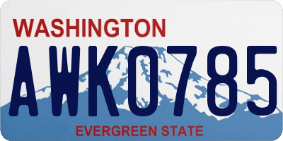 WA license plate AWK0785
