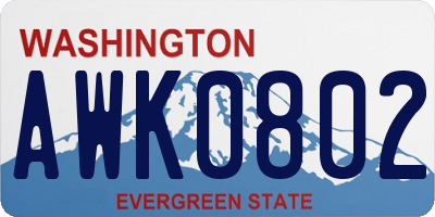 WA license plate AWK0802