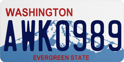 WA license plate AWK0989
