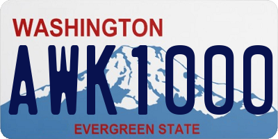 WA license plate AWK1000