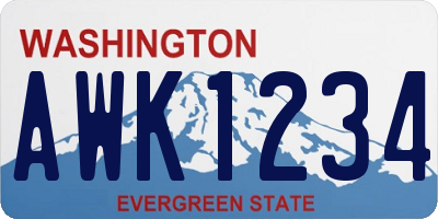 WA license plate AWK1234