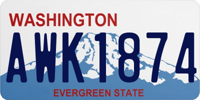 WA license plate AWK1874