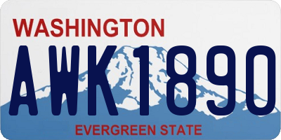 WA license plate AWK1890
