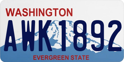 WA license plate AWK1892