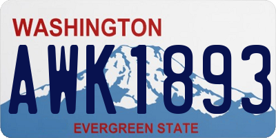 WA license plate AWK1893