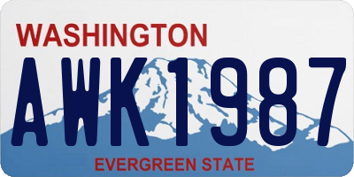 WA license plate AWK1987