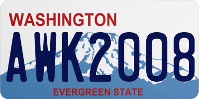 WA license plate AWK2008