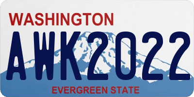 WA license plate AWK2022