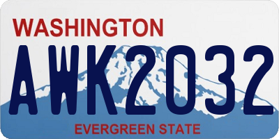 WA license plate AWK2032