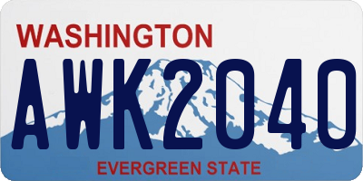WA license plate AWK2040