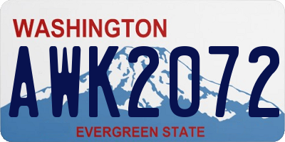 WA license plate AWK2072