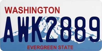 WA license plate AWK2889