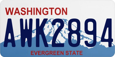 WA license plate AWK2894