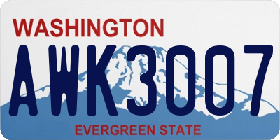 WA license plate AWK3007