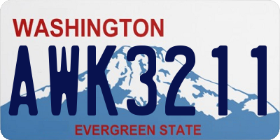 WA license plate AWK3211