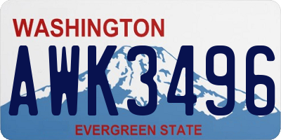 WA license plate AWK3496