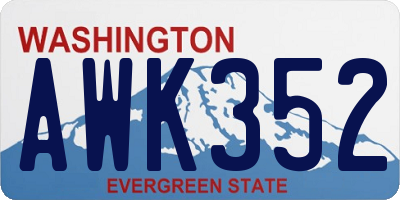 WA license plate AWK352