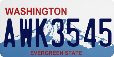 WA license plate AWK3545