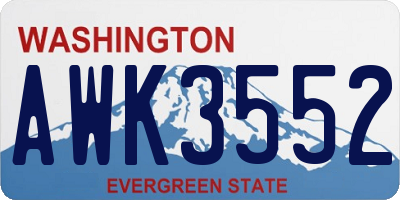 WA license plate AWK3552