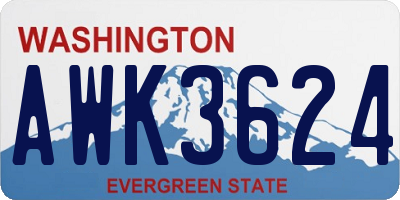 WA license plate AWK3624